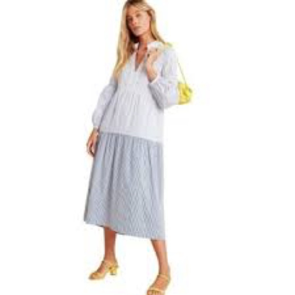 Anthropologie Maeve Navy and White Striped Dress